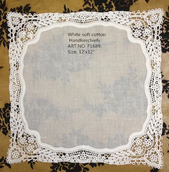 Cravat conjunto de 12 lenços de noiva de casamento senhoras lenços de algodão crochê renda lenço vintage bordado hanky 12x12 