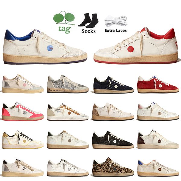 Obermaterial aus Leder, Ball-Stars-Turnschuhe, Designer-Freizeitschuhe, Metallic-Silber-Glitzer, Kristall, Träumen von den Achtzigern, Basketball, Skateboard, niedrige Designer-Trainer