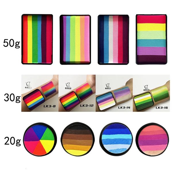 Körperbemalung 20 g 30 g 50 g Gesichtsbemalung Make-up Schönheit Maßgeschneiderter wasseraktivierter Eyeliner Bunter Regenbogenkuchen Split Fluoreszierende Körperkunst 231012