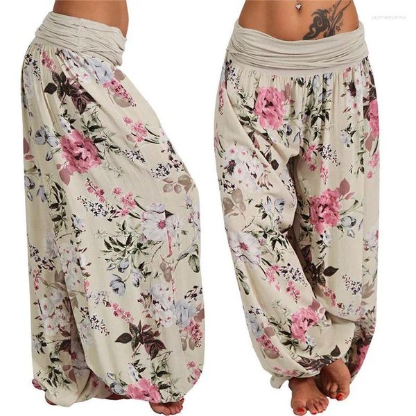 Calças ativas 2023 mulheres soltas casual harem pant floral impressão férias yoga fitness esportes dança calças compridas