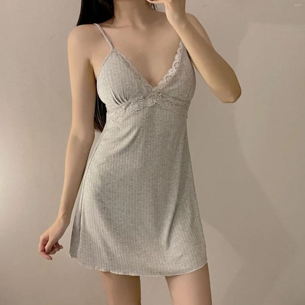 Kadınlar Seksi Seksi Spagetti Strap Nightgown Kadınlar Mini Nightdress Kemez İlkbahar Yaz Modal Ev Soyunma Salonu Giyim