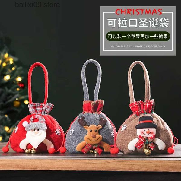 Decorazioni natalizie Decorazione natalizia piccola borsa regalo Vigilia di Natale scatola di imballaggio di mele borsa barattolo di caramelle Borsa di frutta natalizia T231012