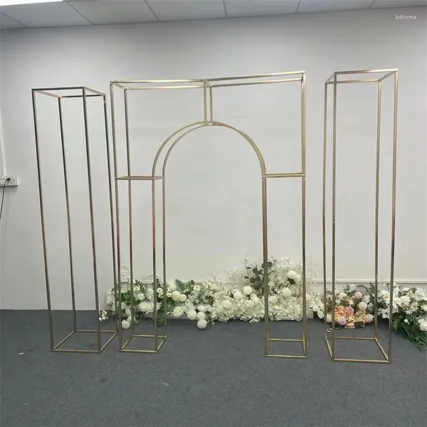 Decorazione per feste Matrimonio Schermatura in ferro Quadro Palcoscenico Decorativo per esterni Mensola per fiori Sfondo Arco dorato