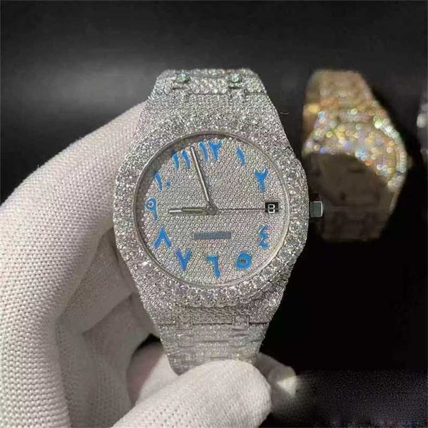 Designer Uhren Pass Stones Diamond Moissanite Styles Silberversion Test Roségoldqualität Mechanische ETA-Bewegung Luxus Vollfahrt 2-Tone Shiny Watch