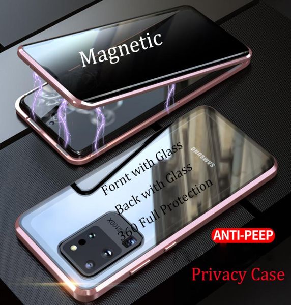 Hochwertige Privatsphäre-Schutzhülle aus gehärtetem Glas für Samsung Galaxy S21 S20 Ultra S20 S9 Note 10 Plus 9 8 Magnetschutzhülle8411647