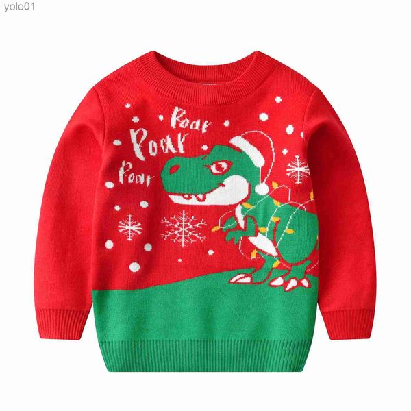 Maglioni da donna Autunno Inverno Maglione per bambini dinosauro Baby Boy Girl maglione lavorato a maglia maniche lunghe Cartoon caldo vestiti di Natale per bambiniL231012