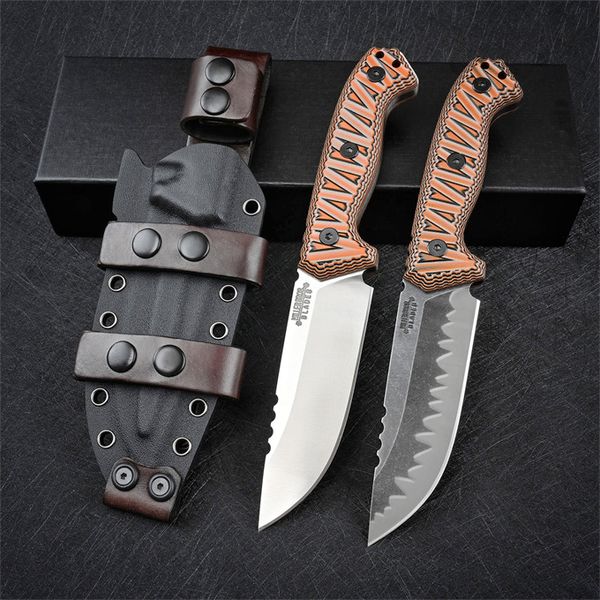 Coltello dritto per sopravvivenza all'aperto ML M26 Lama Z-wear satinata/pietra lavata Coltelli a lama fissa con impugnatura G10 completa con Kydex