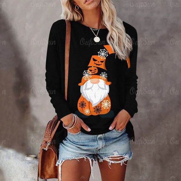 T-shirt da donna Autunno T-shirt da donna stampa 3D Natale nano Festival modello senza cappuccio girocollo Pullover Y2K abbigliamento casual da donna 231011