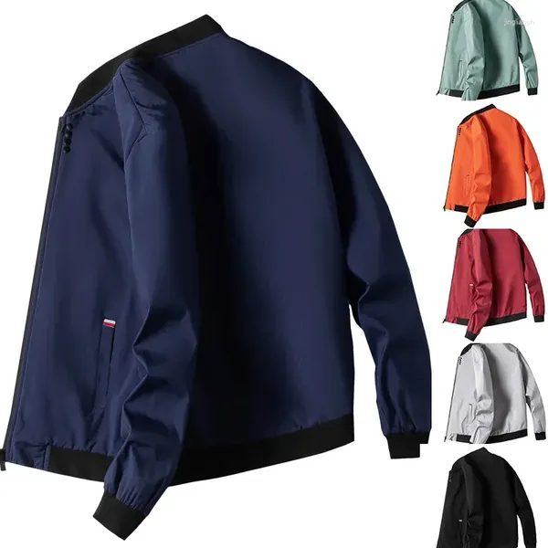 Мужские куртки 2023, осенняя мужская куртка с длинным рукавом, бейсбольная форма, ветрозащитная велосипедная однотонная повседневная мужская куртка на молнии
