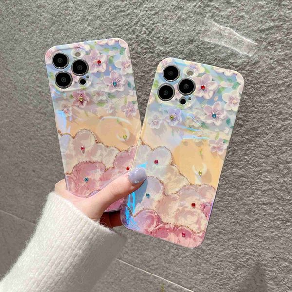 Custodie per cellulari Applicabile alla custodia per cellulare Huawei P30 mate50 custodia per fiori con pittura a olio HONOR 70 custodia anticaduta in silicone intarsiato per trapano nova9se L2310/12