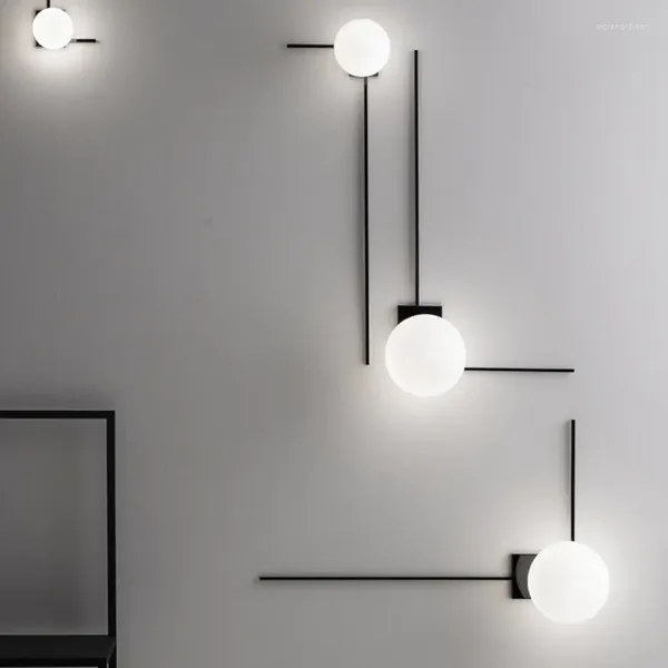 Lâmpada de parede moderna vidro branco metal LED minimalista linha de arte design sala de estar restaurante cozinha iluminação arandela