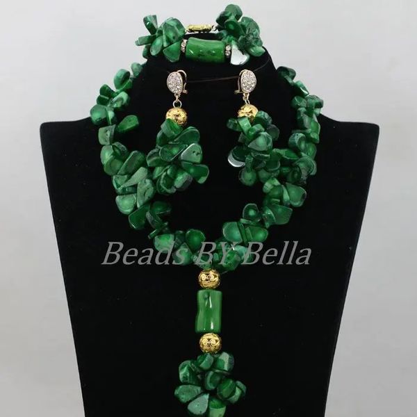 Наборы свадебных украшений Нежные африканские коралловые бусы, комплект нигерийского ожерелья, зеленое свадебное ABF994 231012