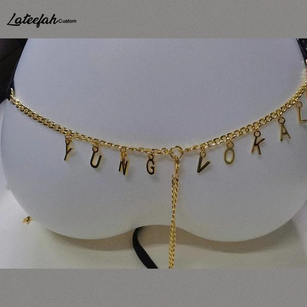 Nabel-Klingelknopf-Ringe, Lateefah Sommer, Edelstahl, individuelle Buchstaben, personalisierter Name, Bauch-Taillen-Ketten, Körperkette, Tanga, Höschen für Frauen, Schmuck 231012