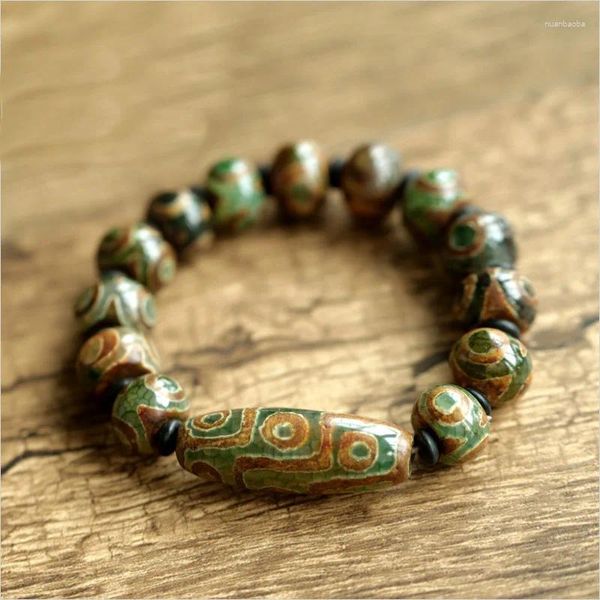 Strang Tibet Stil Drei-Augen-Perlen Hand Neun Armband Natürlicher Alter Achat