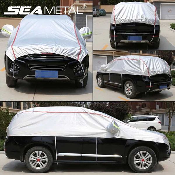 Capas de carro Universal Half Car Cover Impermeável Outdoor Cover Oxford Sun Rain Proteção UV Dustproof Snowproof Car Body Cover para SUV Sedan Q231012