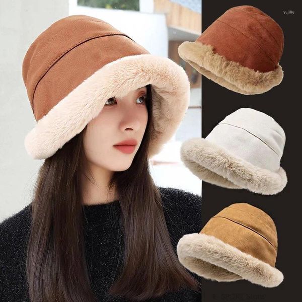 Bandanas inverno chapéu de pelúcia feminino edição coreana engrossado cordeiro cabelo balde boné quente proteção orelha frio mongol