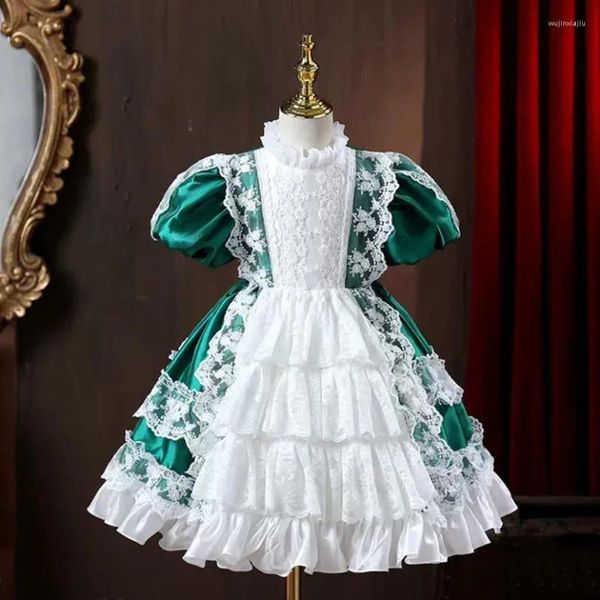 Vestidos de menina bebê espanhol vintage lolita vestido de baile renda costura criança meninas festa de aniversário vestido de batismo crianças roupas de natal a2146