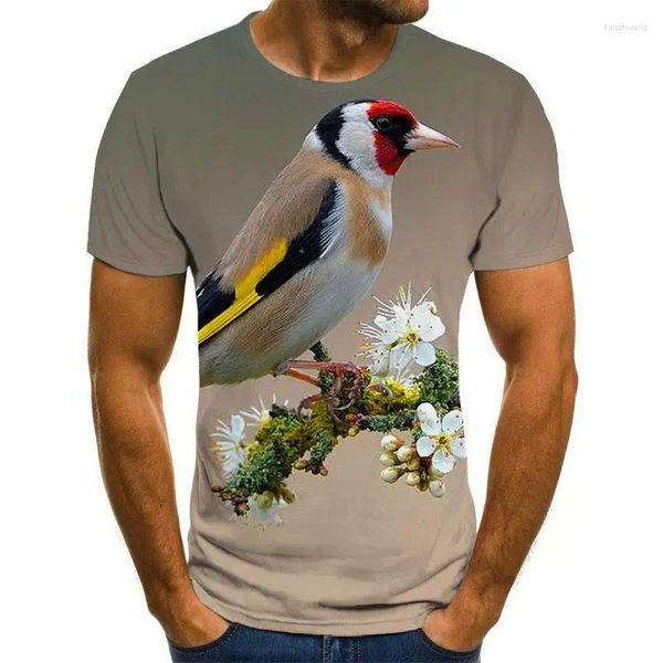Homens camisetas 2023 Estilo de verão 3D Impressão Pássaros e Mulheres Casual T-shirt Moda Tendência Jovem Bonito Top Oversized Shir
