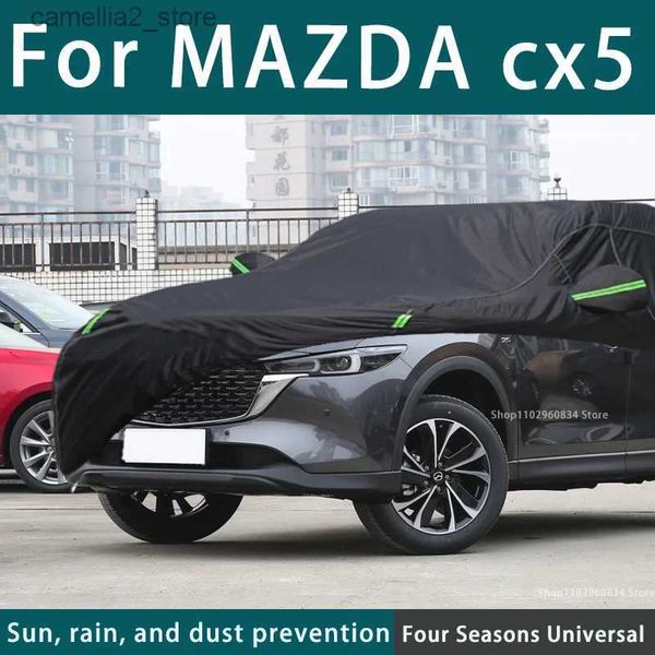Mazda CX5 için Araba Kapakları Tam Araba Kapakları Açık UV Güneş Koruma Toz Yağmur Kar Koruyucu Araba Kapağı Otomatik Siyah Kapak Q231012