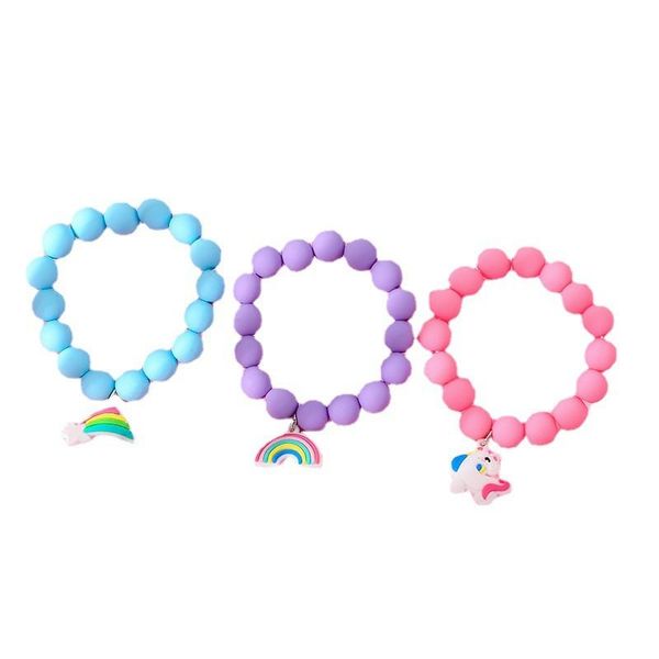 Kinder süße Einhorn Stil Perlen Armband für Kinder Mädchen elastische Regenbogen Design Perlen Emaille schöne Schmuck