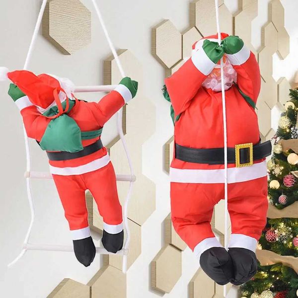 Suprimentos de brinquedo de natal enorme natal santa escalada corda escada santa árvore de natal decoração ao ar livre santa boneca pingente r231012