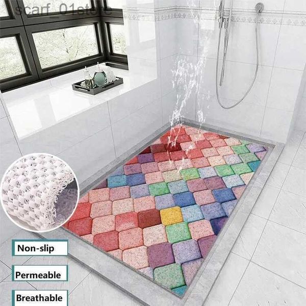 Tappetini da bagno antiscivolo Permeabile antiscivolo in plastica PVC Tappezzeria Tappetino per porta del bagno Tappetino a spirale in mattoni Tappetino per doccia Tappetino da bagno cavo Tappetino in PVCL231012