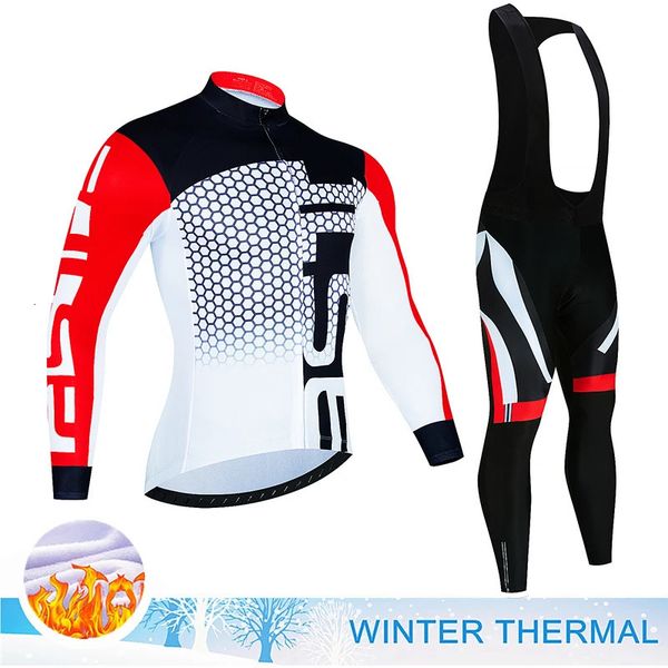 Radtrikot-Sets 2024 Winter-Radtrikot-Sets Herren Thermo-Fleece Fahrradbekleidung Rennrad-Shirt MTB-Uniform Ropa Ciclismo Warme Trägerhose 231011