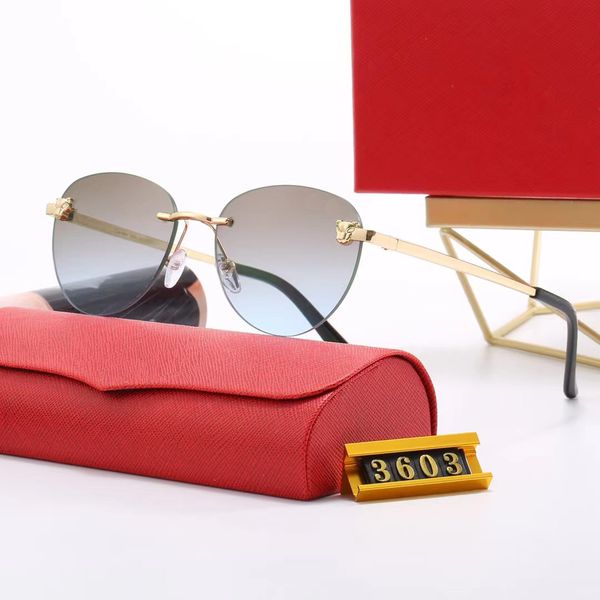 Großhandel Sonnenbrillen polarisiert Luxus-Designer-Wagenbrillen für Damendesigner Leopardenkopf Rahmenlose Holzbein-Herren-Sonnenbrillen Marke Red Box
