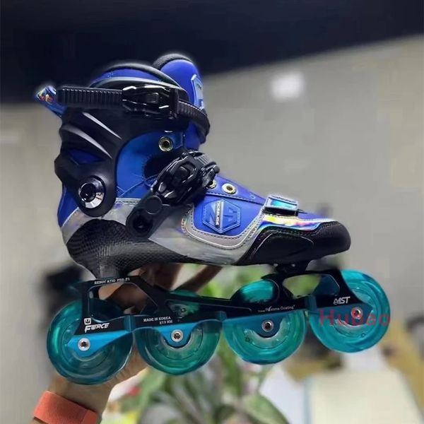 Patins em linha de fibra carbono crianças adolescente rockered figura tênis casual azul rosa 231012