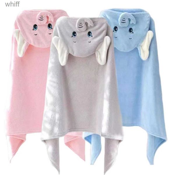 Toalhas Robes 2023 Bebê Elefante Roupão de Flanela Manto Dos Desenhos Animados Menino Menina Ultra-macio Com Capuz Spa Robe Toalha de Banho Baby Shower GiftL231123