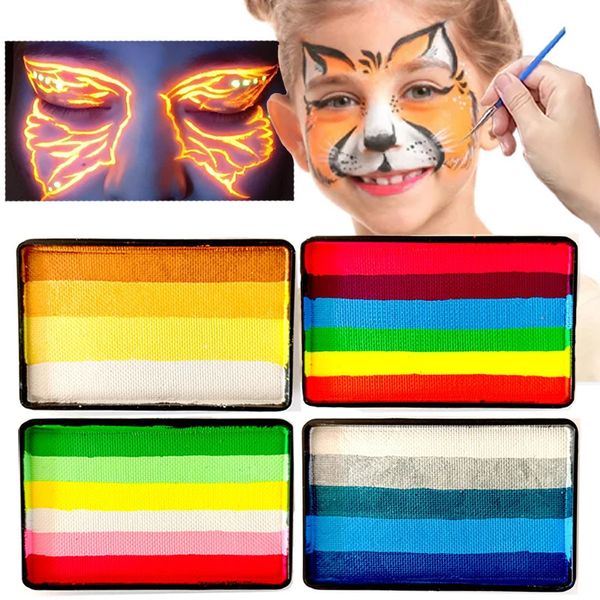 Körperbemalung, 50 g, Gesichtsbemalung, Regenbogenkuchen, geteiltes Körper-Make-up, fluoreszierender wasseraktivierter Eyeliner, ungiftig, Weihnachten, Halloween, Party-Werkzeuge, 231012