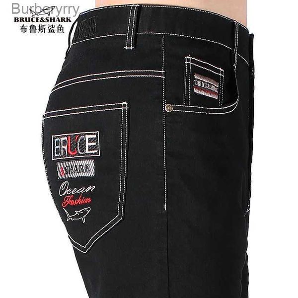 Jeans masculinos novos verão jeans masculinos finos soltos perna reta alongamento casual moda clássico preto jeans cowboy tamanho grande bruce sharkl231011