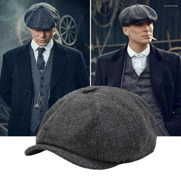 Berretti Berretti Sboy retrò Uomo e donna Cappello ottagonale in tweed caldo per cappelli da detective maschio Piatto Nero Caffè Grigio