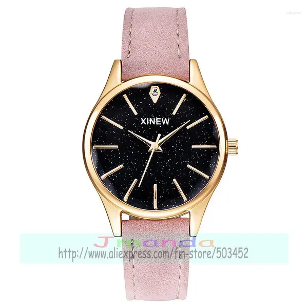 Orologi da polso 100 pz/lotto Xi-5926 Colore Della Caramella Mat Cintura Della Signora Orologio In Pelle Quadrante Nero Al Quarzo Casual Da Polso Orologio All'ingrosso