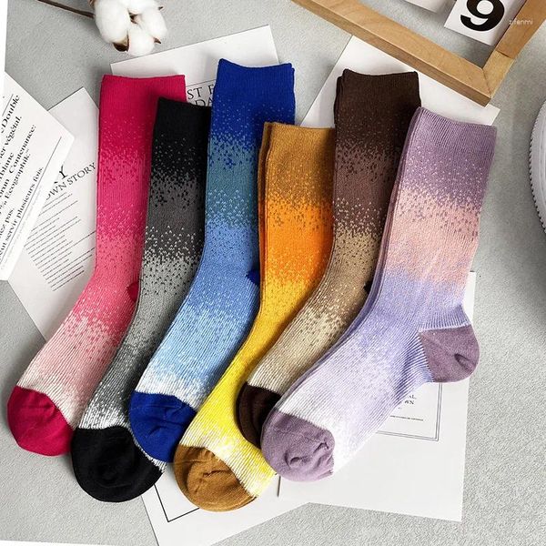 Herrensocken, Unisex, für Männer und Frauen, Trend, Farbverlauf, Design, Fonds, männliche und weibliche Paare, mittlere Röhre, Baumwolle, Größen 36–43