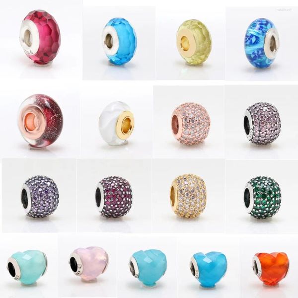 Pedras preciosas soltas 925 prata esterlina rosa ouro murano vidro e cristal pingente contas adequadas para pulseiras colares femininos