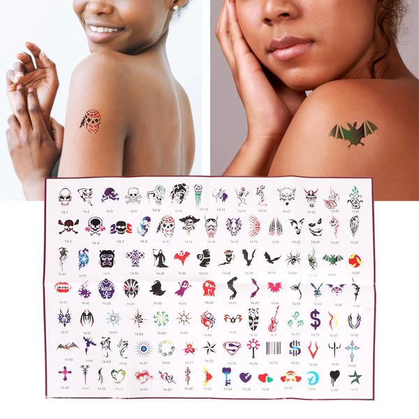 Livros de tatuagem Tatuagem Temporária Estêncil Livro PVC Profissional Reutilizável Glitter Tatuagem Stencils Requintado de Longa Duração para Rosto para Adultos 231012