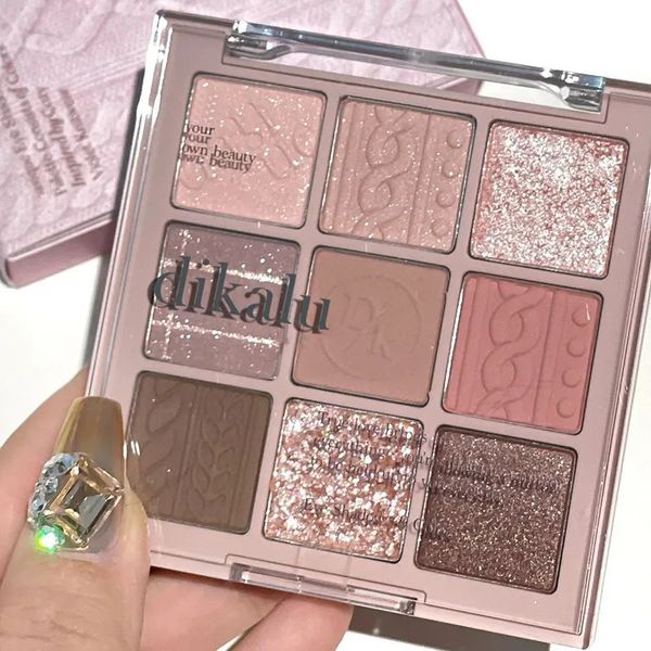 Sombra de olho padrão de malha paleta de sombra brilho fosco rosa perolado shimmer shinny pigmento diamante coreano maquiagem cosmética 231012