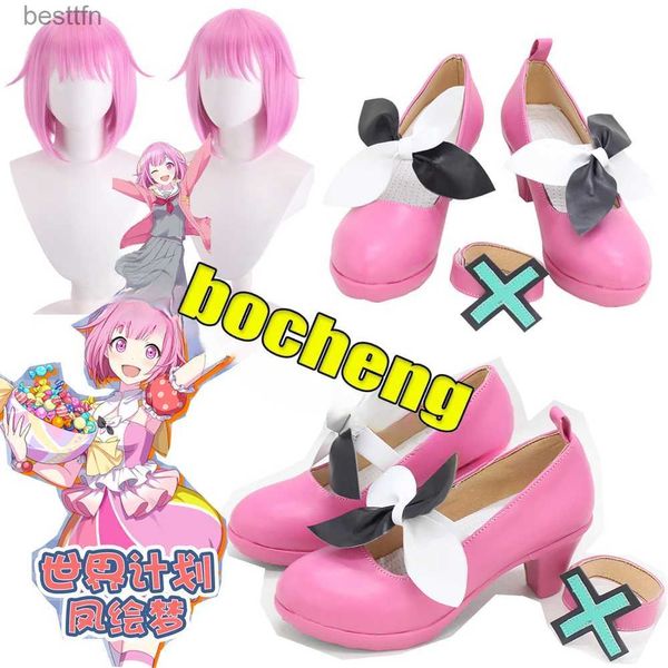 Tema Traje Anime Projeto Sekai Sapatos de Palco Coloridos Botas Ootori E Otori E Rosa Cos Resistente Peruca Cabelo Para Halloween Natal CarnavalL231013