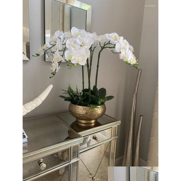 Fiori decorativi 1 Set Disposizione Orchi di alta qualità Lattice Sil Real Touch Big Size Tavolo di lusso Fiore Casa El Decor No Vaso Dh2Hv