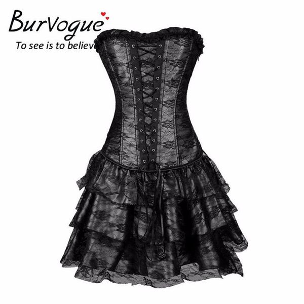 Sexy corsetti e bustini Steampunk Burlesque pizzo gotico Steampunk abito corsetto plus size costume abito bustino floreale2474