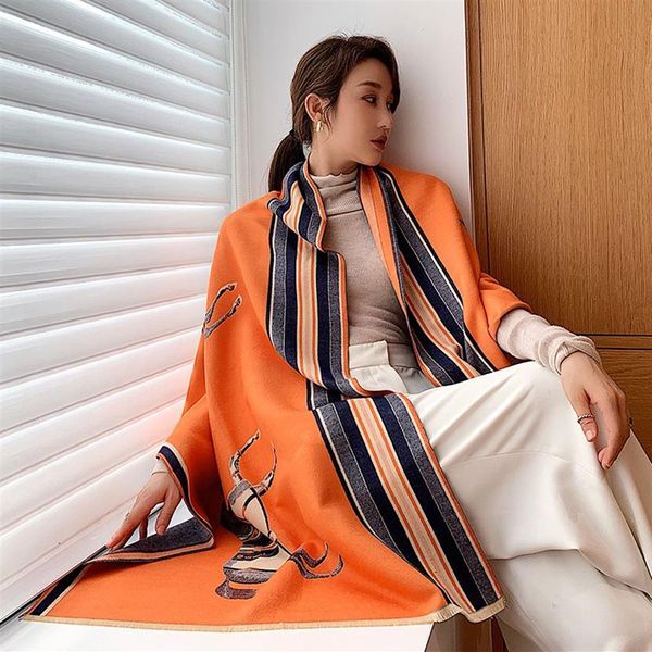 Bufanda de Cachemira de diseñador de marca, pañuelo Foulard de alta calidad, chales largos de Lrage, manta de invierno, Bandana 2020 New230M