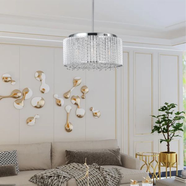 Lustre de cristal moderno para sala de estar redonda lâmpada de luxo decoração de casa luminária