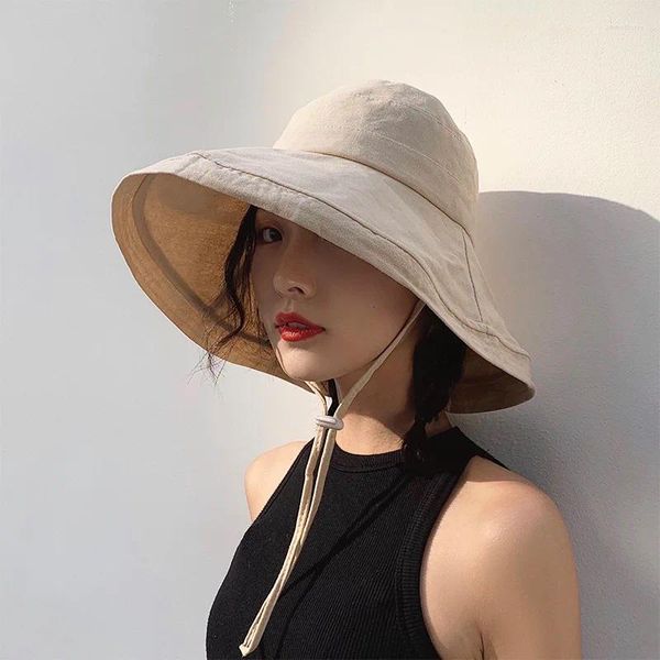 Berretti Ohmmayby 2023 Versione Coreana Cappello Della Benna Giapponese di Estate del Pescatore Casual All'aperto Protezione Solare Visiera Cofani Per Le Donne