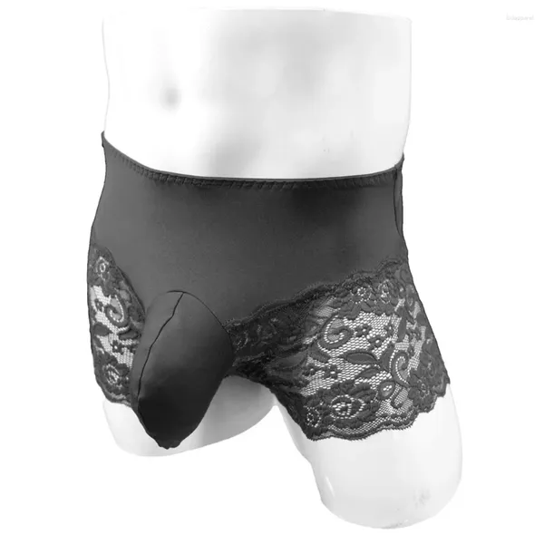 Unterhosen Herren Sexy Sissy Spitze Boxer Mid-Rise Briefs Big Pouch U Convex Unterwäsche Baumwolle Atmungsaktive Dessous Homosexuell Mann Höschen