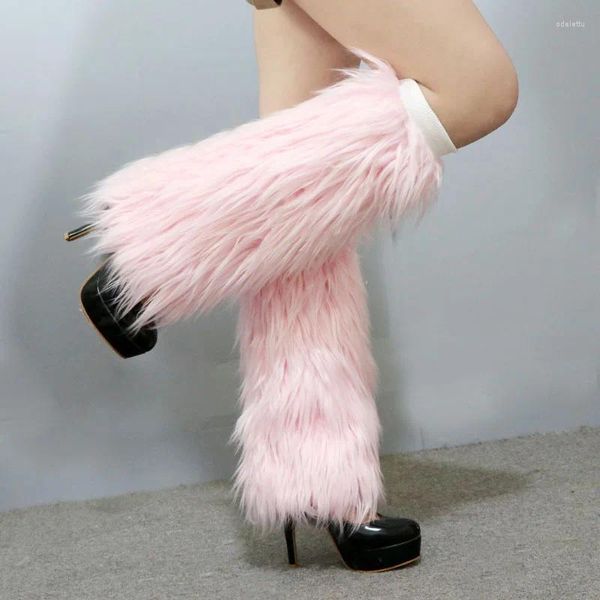 Женские носки, осенне-зимние леггинсы из пушистого искусственного меха, сапоги, чулки для девочек, ботинки в стиле Лолита в стиле панк, утепляющие ноги в стиле Харадзюку