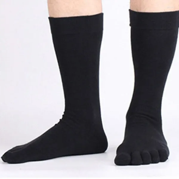 Мужские носки, 5 пар, брендовые мужские хлопковые однотонные черные носки с длинными пальцами, деловые повседневные мужские носки до середины икры с потным дезодорантом, подарок отцу