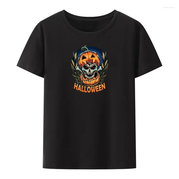 Homens camisetas Halloween abóbora algodão camiseta verão camisetas homens soltos top y2k roupas padrão vintage zevity kpop casual o-pescoço tshirt