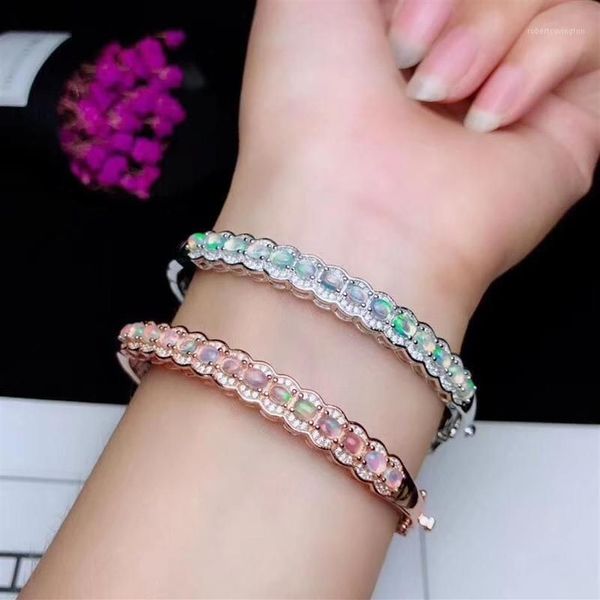 Andere Armbänder 100 % echter und natürlicher Opal-Armreif, 925er-Sterlingsilber, edler Schmuck, OpalBangle1256C