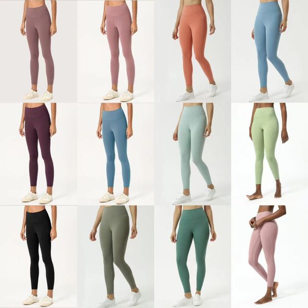 Lemen Roupas Leggings Mulheres Treino Moletom Designer Yoga Calças Nuas Sem Costura Esportes Cintura Alta Pêssego Quadris Apertados Nove Pontos Fitness 25